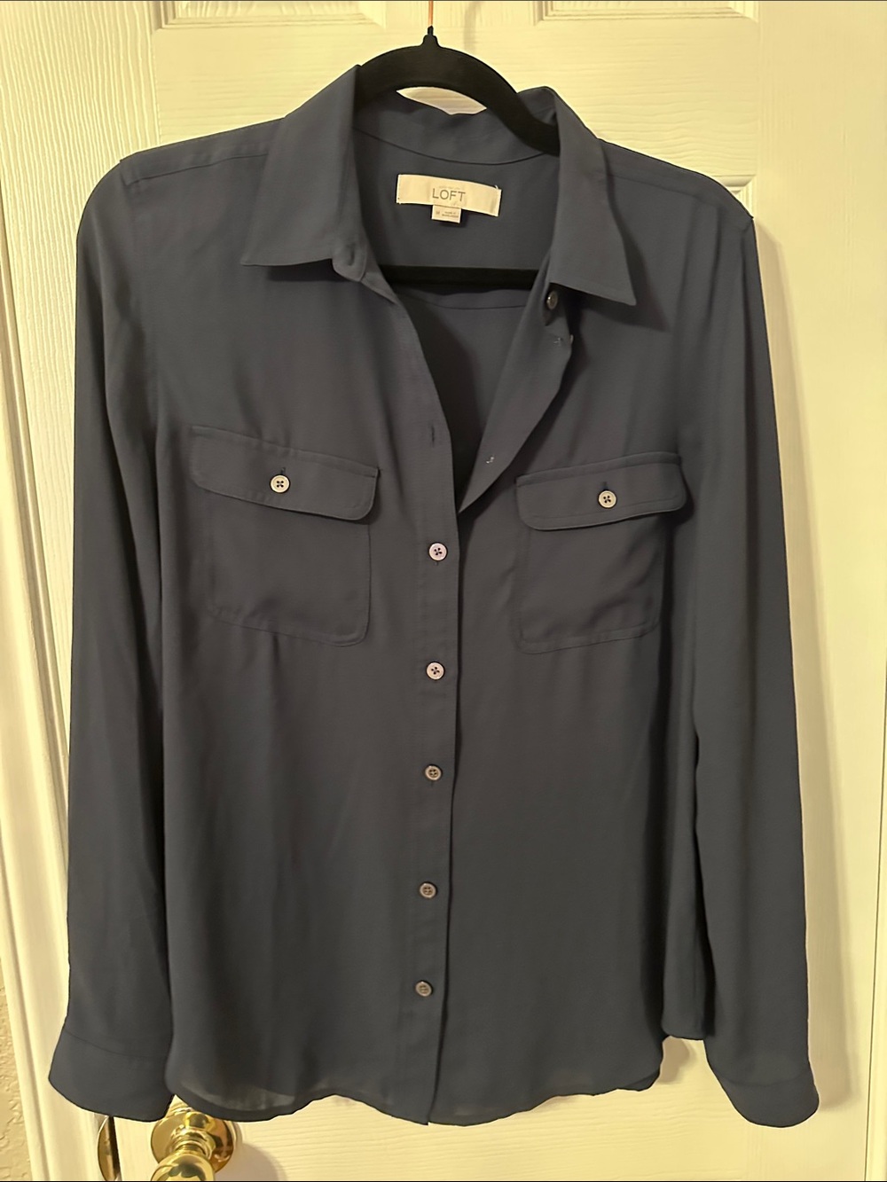 LOFT Navy Blue Women's Button-Front Shirt